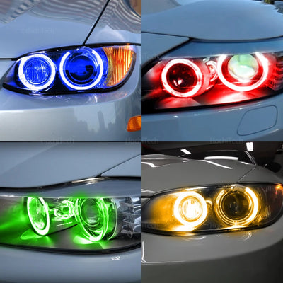 Ampoules LED Angel Eyes BMW Série 1 3 5 X5 X6 - vue de trois-quarts - Becquet Voiture