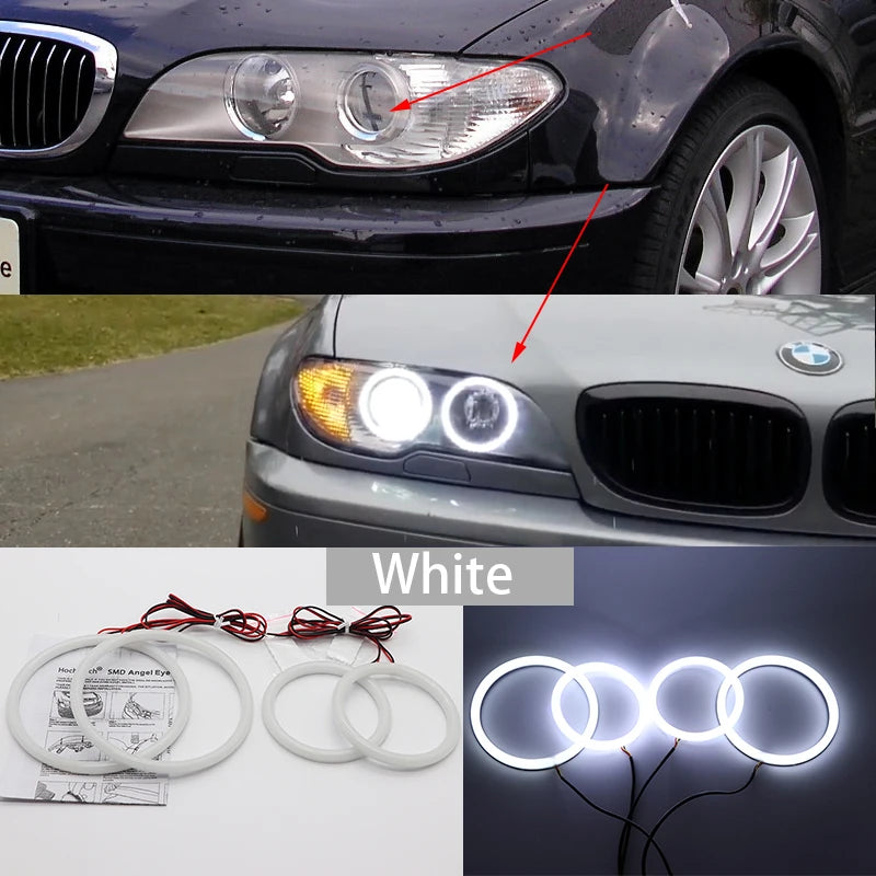 Ampoules LED Angel Eyes BMW Série 3 E46 1998-2005 - détail du montage 2 - Becquet Voiture