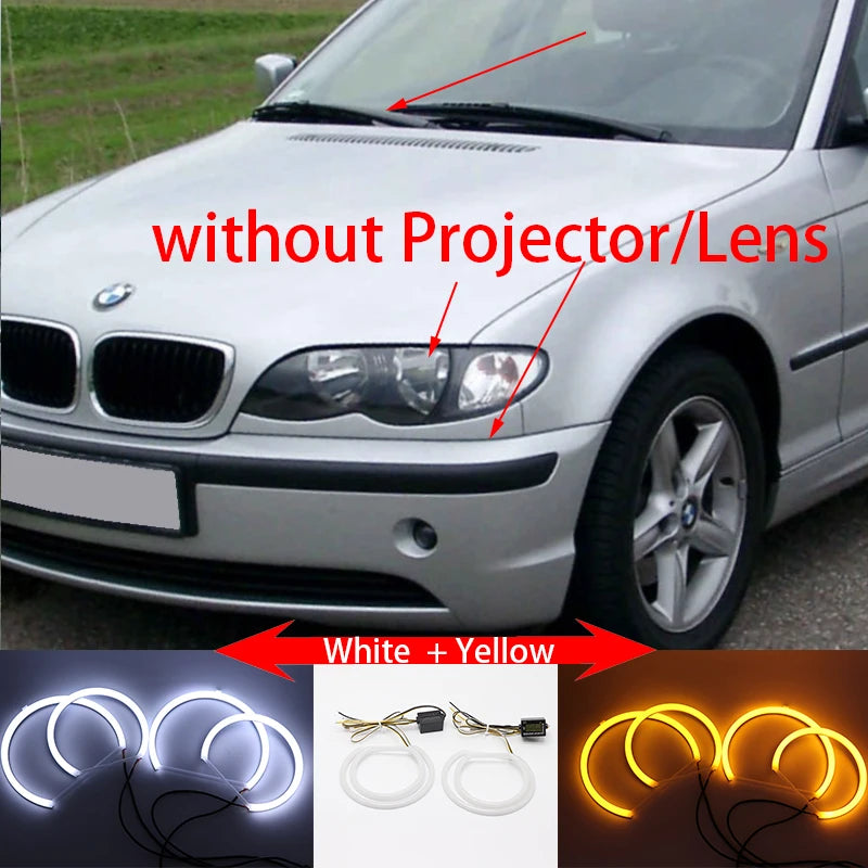 Ampoules LED Angel Eyes BMW Série 3 E46 1998-2005 - détail du montage - Becquet Voiture