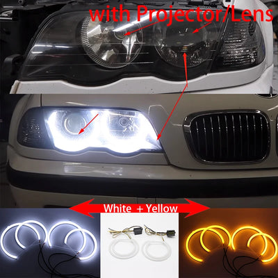 Ampoules LED Angel Eyes BMW Série 3 E46 1998-2005 - en situation - Becquet Voiture