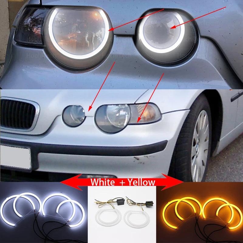 Ampoules LED Angel Eyes BMW Série 3 E46 1998-2005 - vue de profil 2 - Becquet Voiture