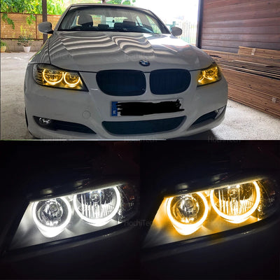 Ampoules LED Angel Eyes BMW Série 3 E90 E91 Berline Touring 2009-2011 - packshot studio - Becquet Voiture