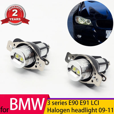 Ampoules LED Angel Eyes BMW Série 3 E90 E91 LCI 2009-2011 - vue de face - Becquet Voiture