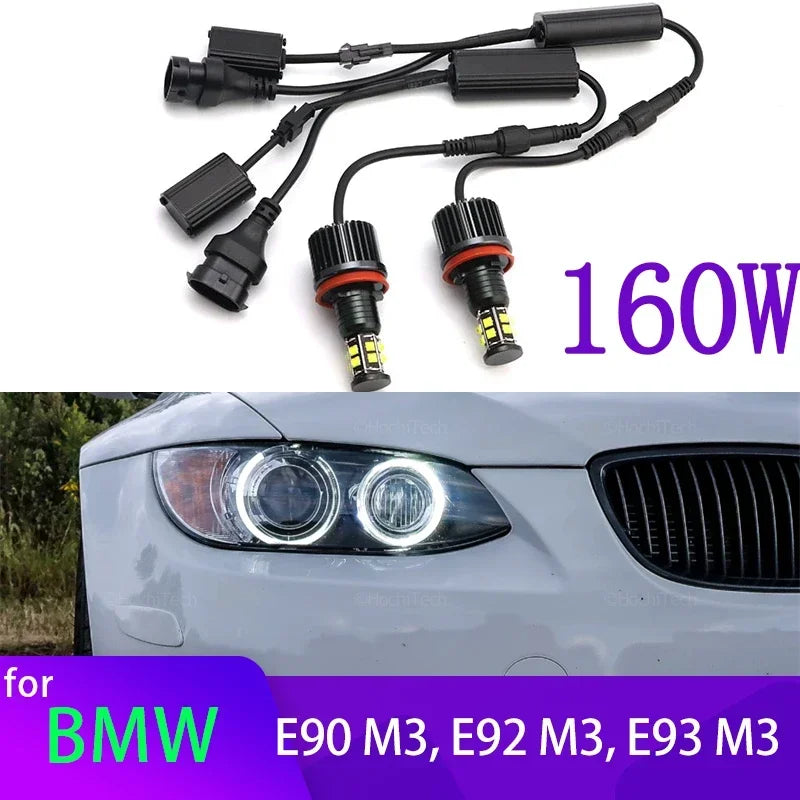 Ampoules LED Angel Eyes BMW Série 3 E90 E92 E93 M3 2008-2013 - vue de face - Becquet Voiture