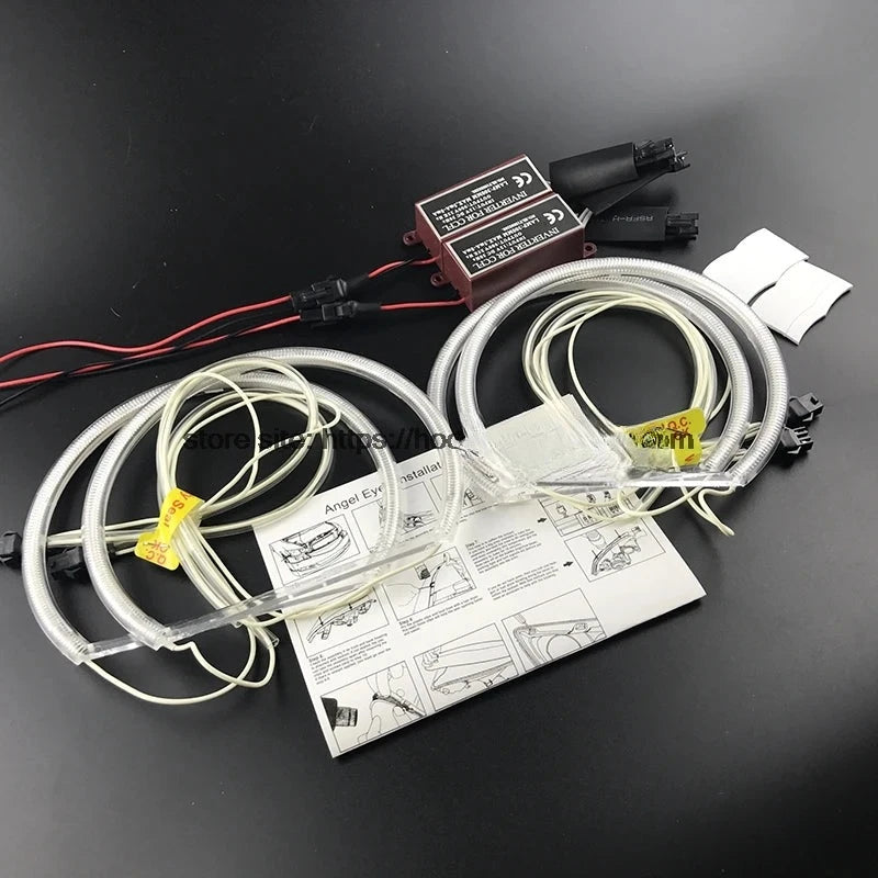 Ampoules LED Angel Eyes CCFL BMW E46 6000K Coupé Berline - vue de trois-quarts - Becquet Voiture