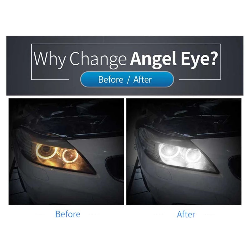 Ampoules LED Angel Eyes H8 120W BMW E90 E92 X6 - installé sur véhicule - Becquet Voiture