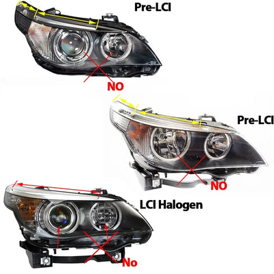 Ampoules LED Angel Eyes H8 BMW Série 5 E60 E61 - vue arrière - Becquet Voiture