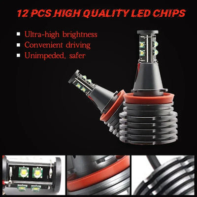 Ampoules LED Angel Eyes H8 BMW Série 5 E60 E61 - vue de trois-quarts - Becquet Voiture