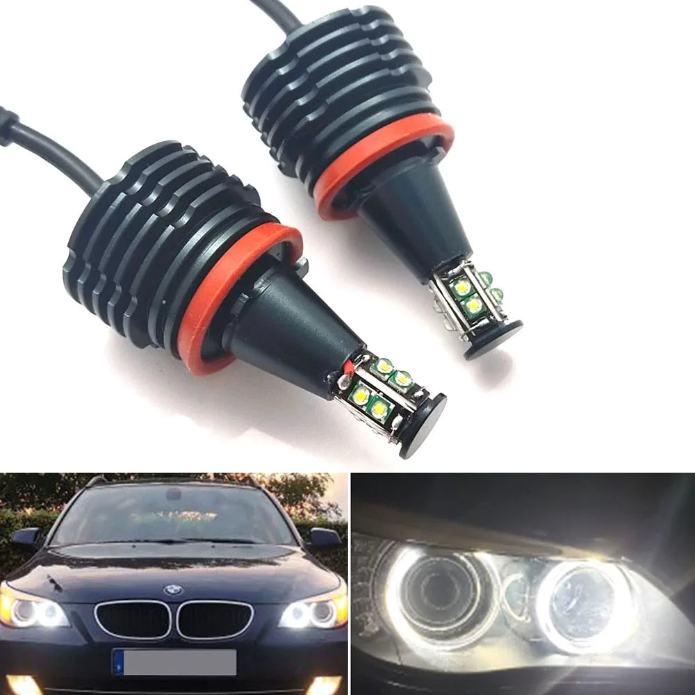 Ampoules LED Angel Eyes H8 Canbus BMW Série 5 E60 E61 - vue de face - Becquet Voiture
