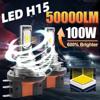 Ampoules LED H15 Canbus VW Golf MK6 BMW Mercedes Audi DRL - vue de face - Becquet Voiture