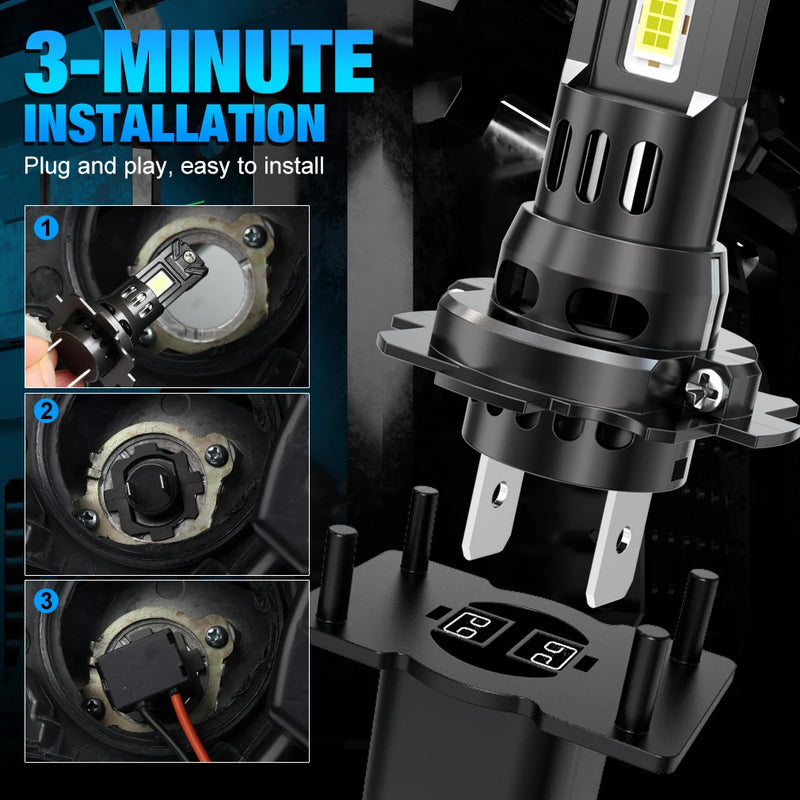 Ampoules LED H7 H1 H4 Canbus 6000K 12V (Kit Auto) - installé sur véhicule - Becquet Voiture