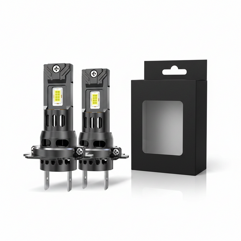 Ampoules LED H7 H1 H4 Canbus 6000K 12V (Kit Auto) - vue de face - Becquet Voiture
