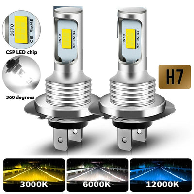 Ampoules LED H7 H11 9005 9006 H4 Universelles - vue de face - Becquet Voiture