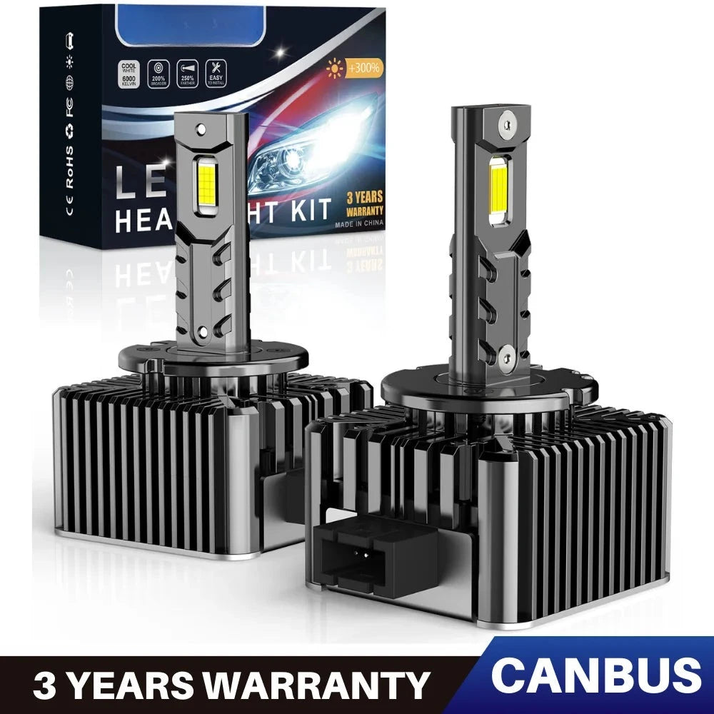 Ampoules LED Phares D1S D2S D3S D5S BMW Mercedes Audi VW 70W 6000K - vue de face - Becquet Voiture