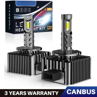 Ampoules LED Phares D1S D2S D3S D5S BMW Mercedes Audi VW 70W 6000K - vue de face - Becquet Voiture