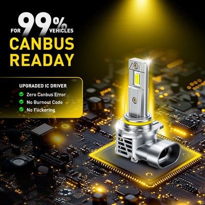Ampoules Phares LED Canbus AUXITO 9005 HB3 9006 HB4 6500K - vue de profil - Becquet Voiture