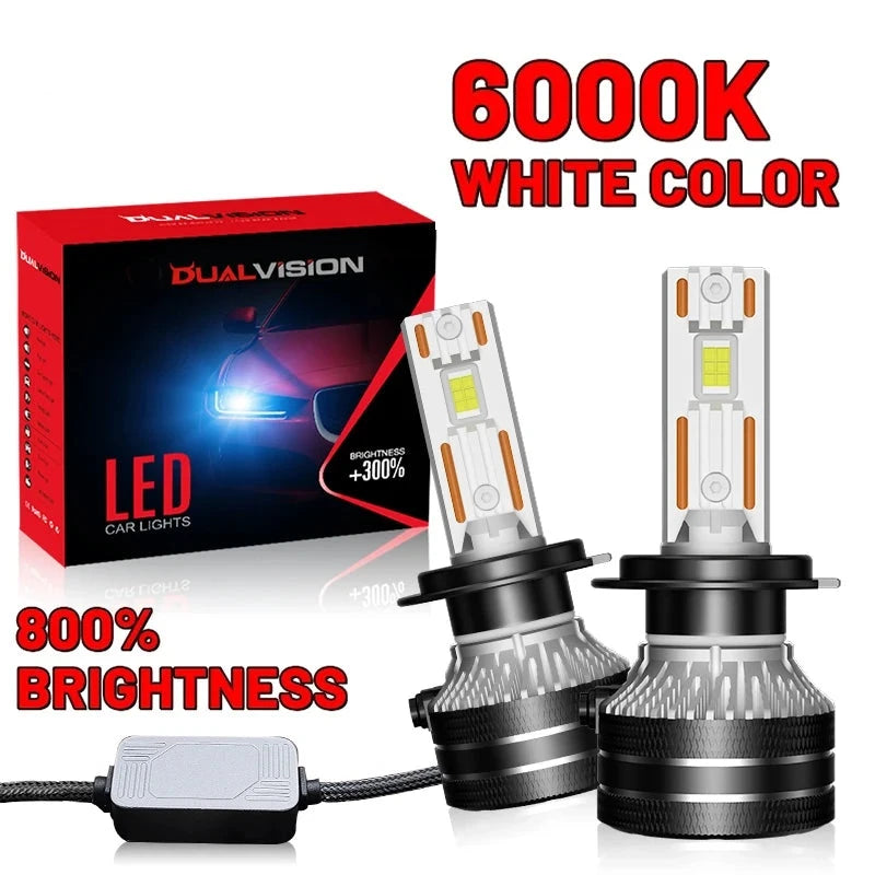 Ampoules Phares LED Canbus H4 H7 H11 H1 9005 9006 9012 Universelles - vue de face - Becquet Voiture