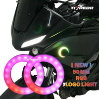 Anneau LED Angel Eyes 50mm RGB Bluetooth Logo BMW - vue de profil - Becquet Voiture