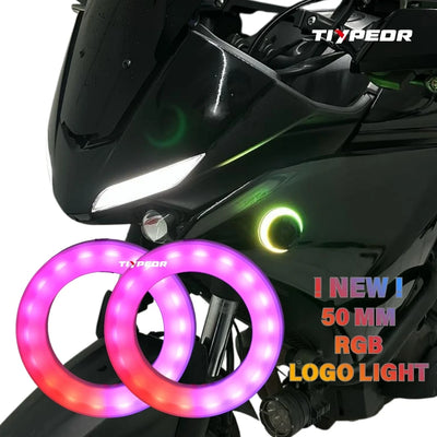 Anneau LED Angel Eyes 50mm RGB Bluetooth Logo BMW - vue de profil - Becquet Voiture