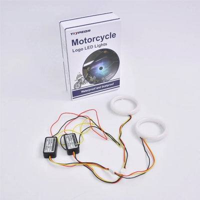 Anneau LED Angel Eyes 70mm Logo BMW Blanc Jaune - packshot studio - Becquet Voiture