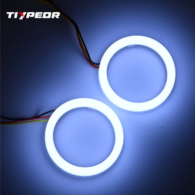Anneau LED Angel Eyes 70mm Logo BMW Blanc Jaune - vue arrière - Becquet Voiture