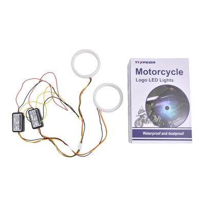 Anneau LED Angel Eyes 70mm Logo BMW Blanc Jaune - vue de trois-quarts - Becquet Voiture