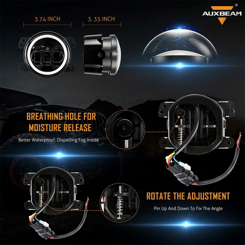 Antibrouillards LED DRL Jeep Wrangler JK Dodge Charger - installé sur véhicule - Becquet Voiture