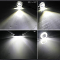 Antibrouillards LED DRL Jeep Wrangler JK Dodge Charger - vue de trois-quarts - Becquet Voiture
