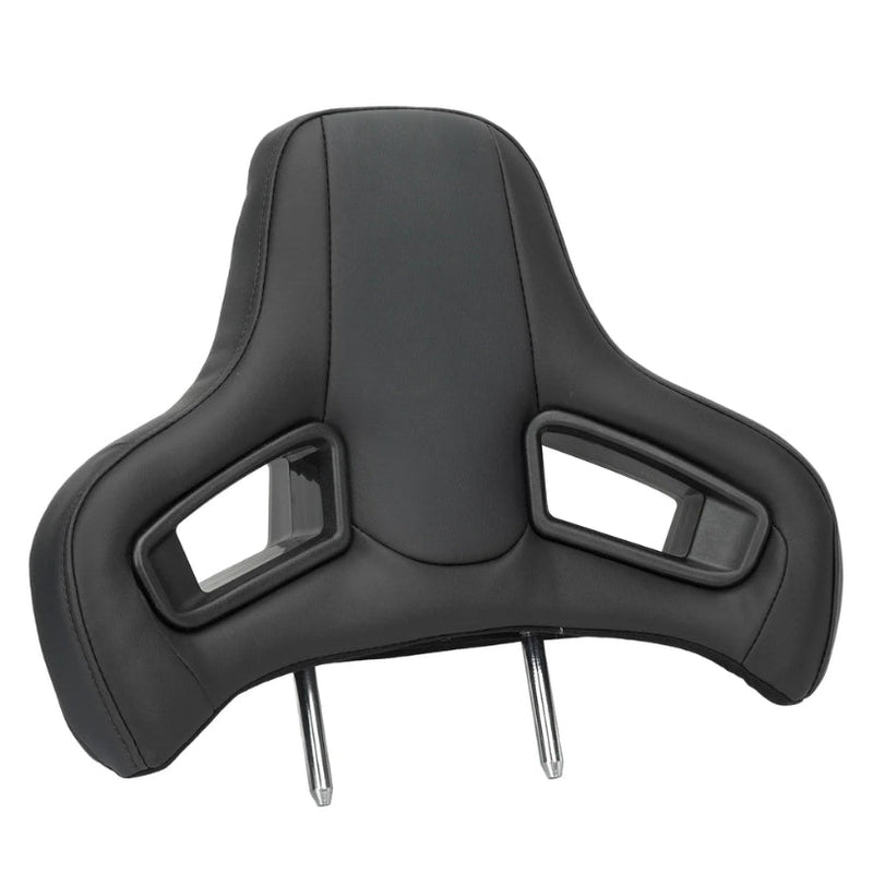 Racing Style Bucket Seat Headrest Black Red - fitting detail - Becquet Voiture