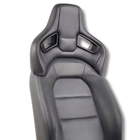 Racing Style Bucket Seat Headrest Black Red - studio packshot - Becquet Voiture