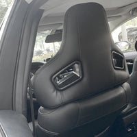 Racing Style Bucket Seat Headrest Black Red - rear view - Becquet Voiture