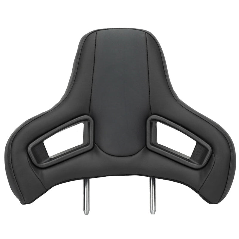 Racing Style Bucket Seat Headrest Black Red - front view - Becquet Voiture