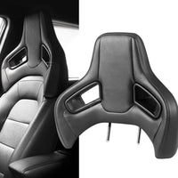 Racing Style Bucket Seat Headrest Black Red - three-quarter view - Becquet Voiture