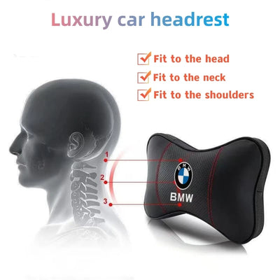 Appuie-Tête BMW Coussin de Nuque avec Logo - vue de profil - Becquet Voiture