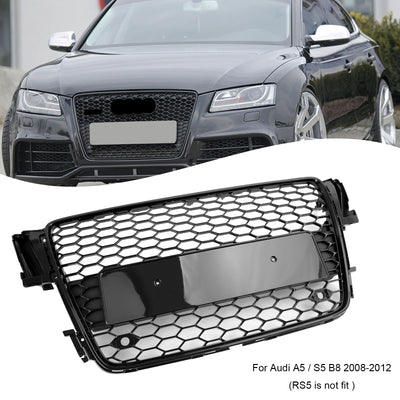 Audi A5/S5 B8 2008-2012 Calandre Sport Alvéolée Noir Brillant Style - installé sur véhicule - Becquet Voiture