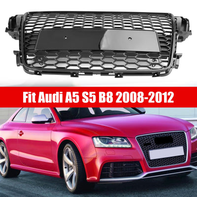 Audi A5/S5 B8 2008-2012 Calandre Sport Alvéolée Noir Brillant Style - vue arrière - Becquet Voiture