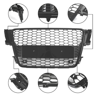 Audi A5/S5 B8 2008-2012 Calandre Sport Alvéolée Noir Brillant Style - vue rapprochée - Becquet Voiture