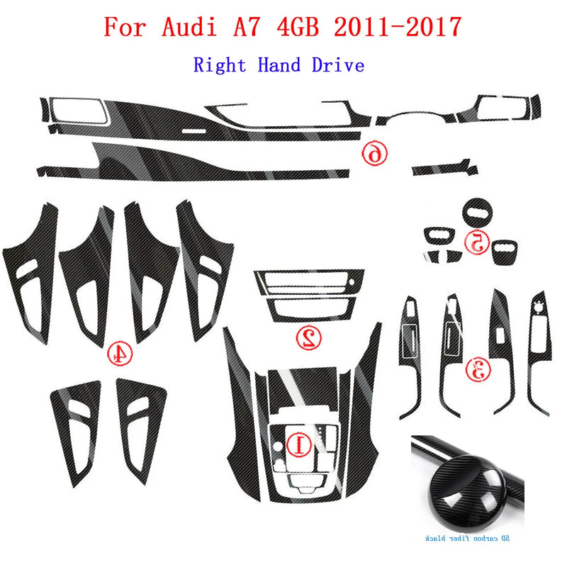 Autocollant Carbone Console Centrale Audi A7 4GB - détail du montage - Becquet Voiture