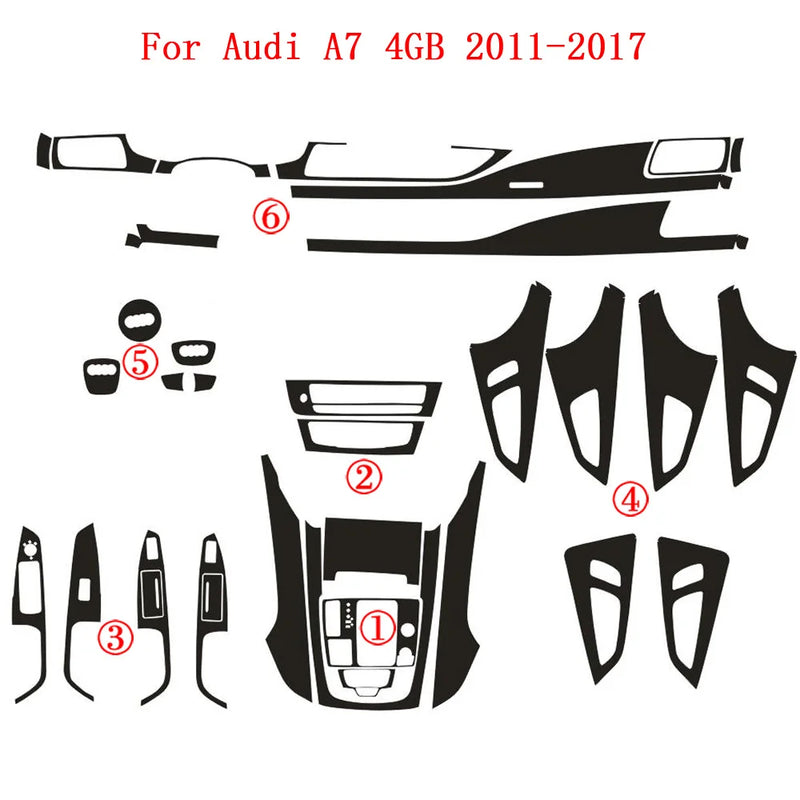 Autocollant Carbone Console Centrale Audi A7 4GB - vue arrière - Becquet Voiture