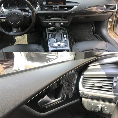 Autocollant Carbone Console Centrale Audi A7 4GB - vue de face - Becquet Voiture