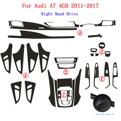Autocollant Carbone Console Centrale Audi A7 4GB - vue rapprochée - Becquet Voiture