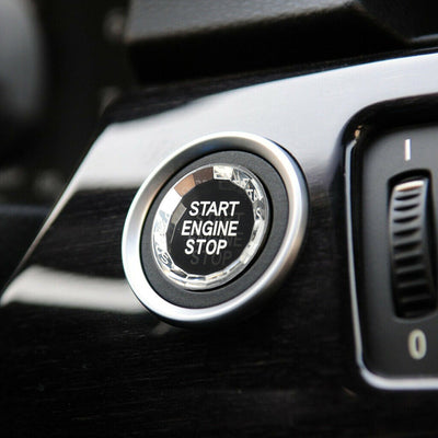 Autocollant Cristal Bouton Démarrage Arrêt Moteur BMW E E90 E92 E93 E64 E46 Noir - vue arrière - Becquet Voiture