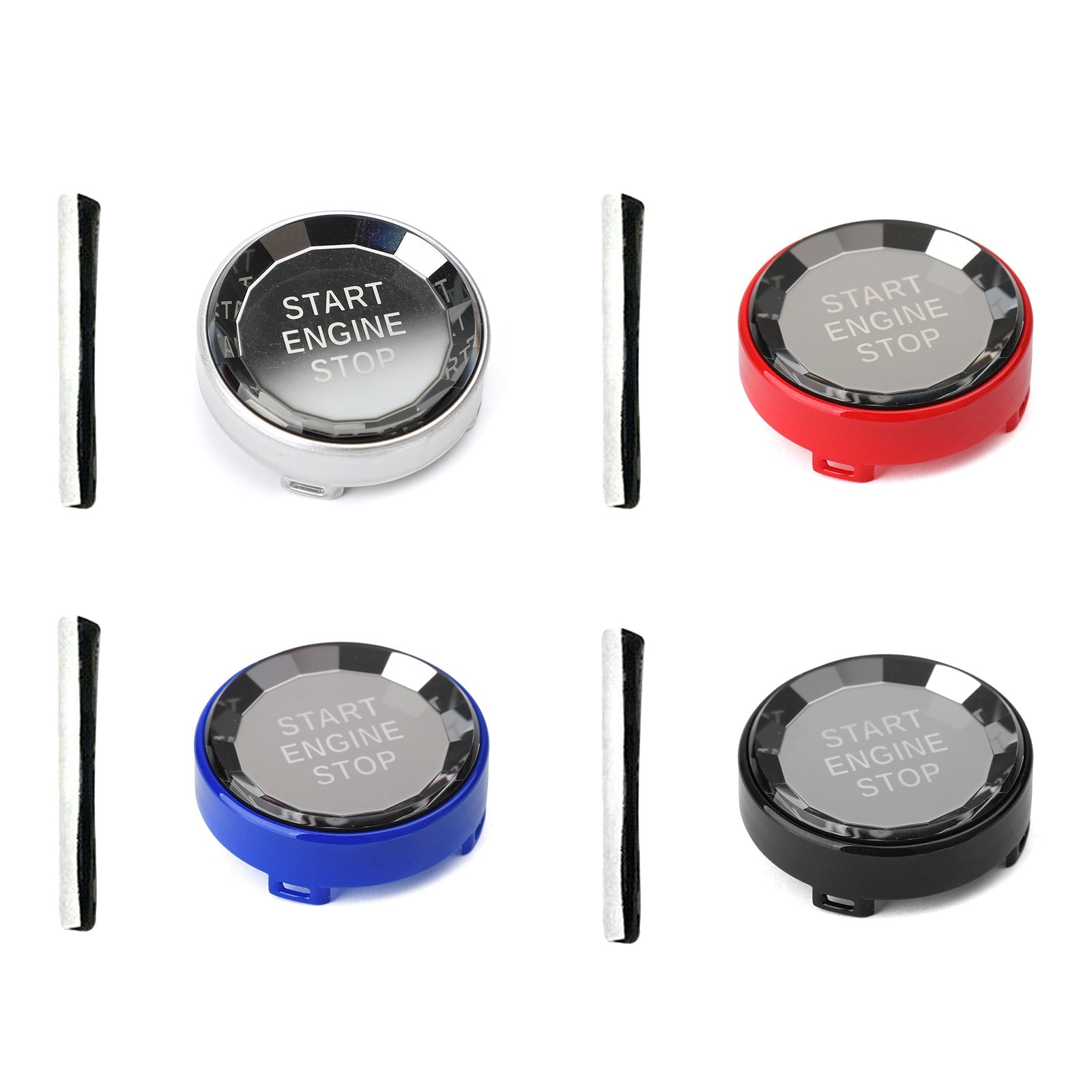 Autocollant Cristal Bouton Démarrage Arrêt Moteur BMW E E90 E92 E93 E64 E46 Noir - vue de face - Becquet Voiture