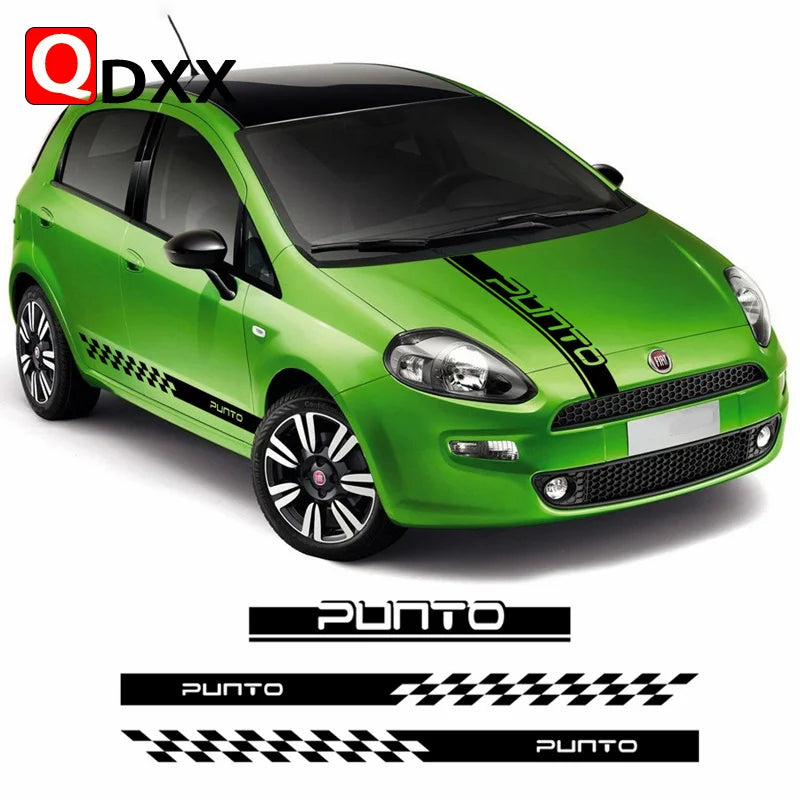 Autocollant Racing Sport Fiat Punto - vue de face - Becquet Voiture