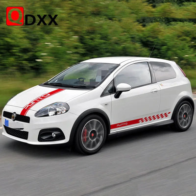 Autocollant Racing Sport Fiat Punto - vue de profil - Becquet Voiture