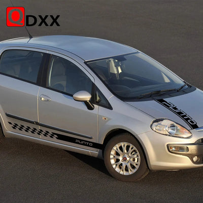 Autocollant Racing Sport Fiat Punto - vue de trois-quarts - Becquet Voiture