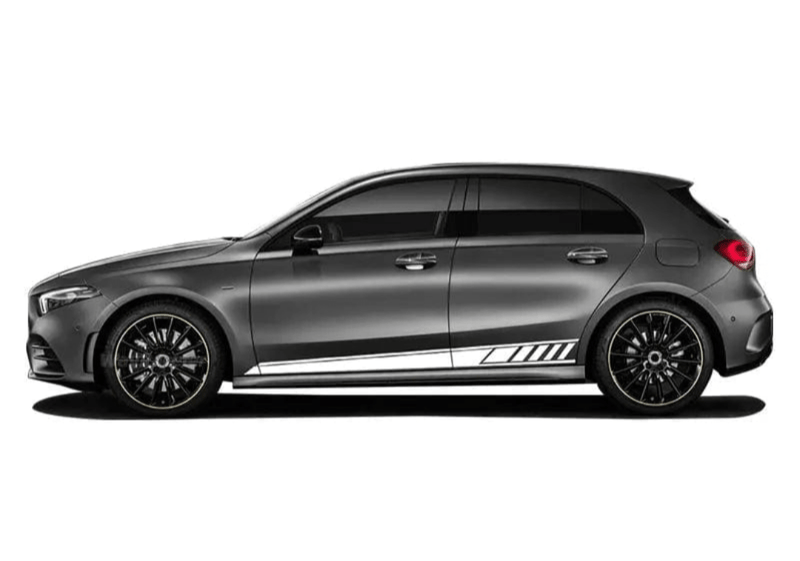 Autocollants AMG Edition One Mercedes Classe A W177 - vue de trois-quarts - Becquet Voiture