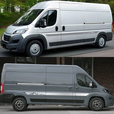 Autocollants Latéraux Fiat Ducato Camping-Car - vue de trois-quarts - Becquet Voiture
