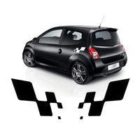 Autocollants Latéraux Renault Sport Damier Racing 32x14cm - vue arrière - Becquet Voiture