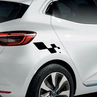 Autocollants Latéraux Renault Sport Damier Racing 32x14cm - vue de profil - Becquet Voiture